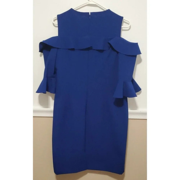 Teri Jon Royal Blue Stretch Cold Shoulder Dress - Picture 6 of 9